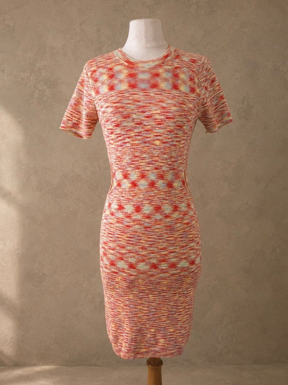 Cotton Candy Sz M dress Space dye orange green yellow cut-out mini